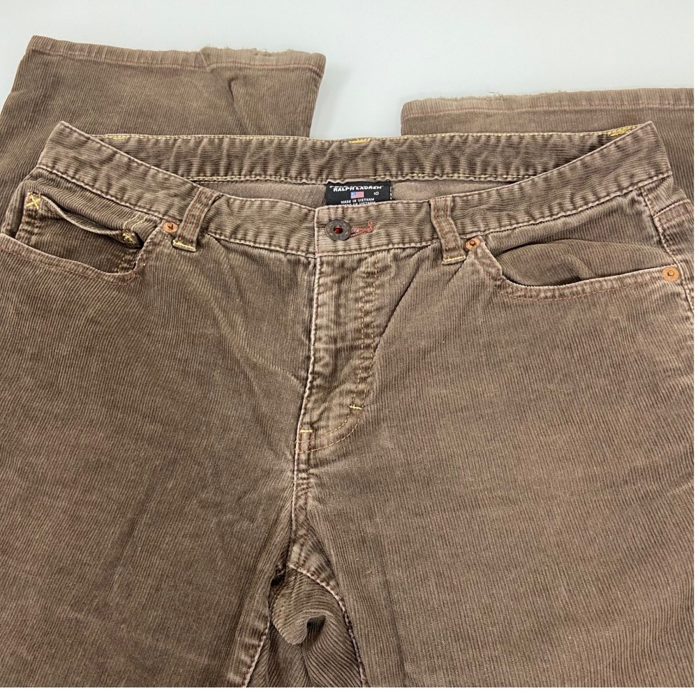Ralph Lauren Polo Jeans Co Womens Sz 10 Corduroy Bootcut Pants Brown Casual Read